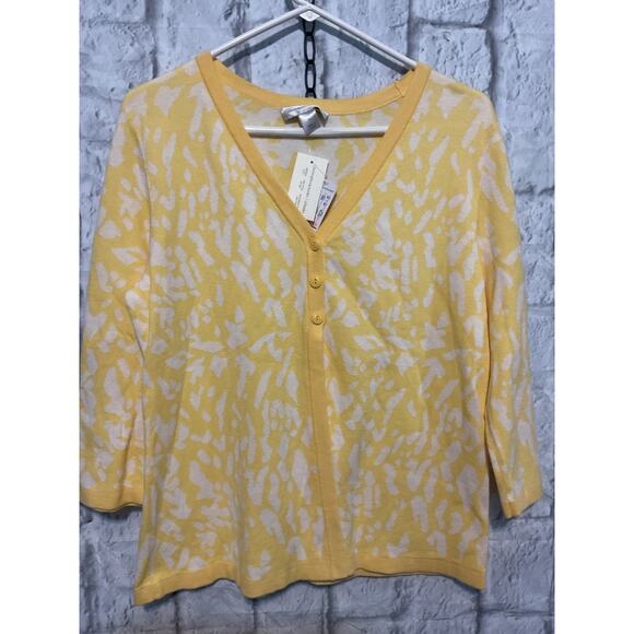 NWT Christopher & Banks Cardigan Yellow Medium - Picture 2 of 11